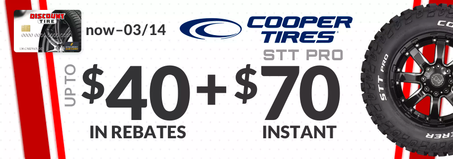 Cooper STT Pro tire rebate for March 2021 with Discount Tire Direct