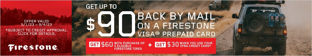 Firestone tire rebate for May 2023 with Tire Rack