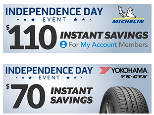July 4 Michelin and Yokohama tire discounts with Discount Tire Direct