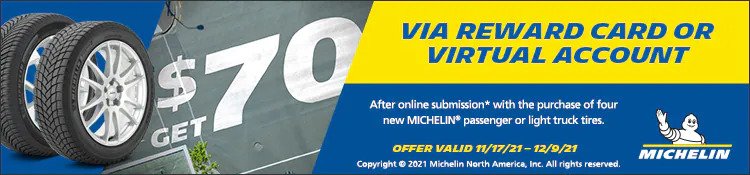Michelin tire rebate for December 2021 with the Tire Rack