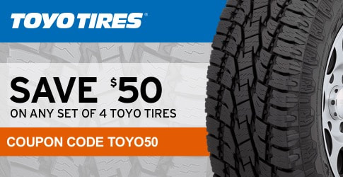 Toyo Tires January, 2018 coupon code