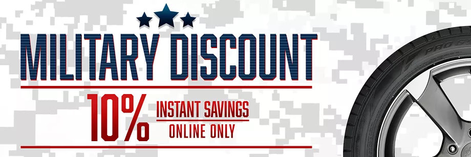 10% tire discount for military members with Discount Tire Direct