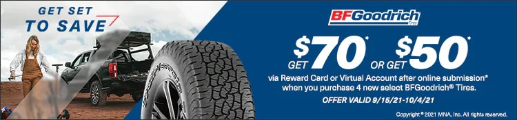 BF Goodrich tire rebate October 2021 with Tire Rack