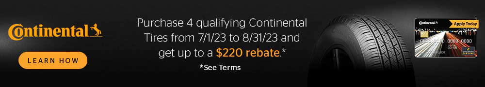 Continental tire rebate for July 2023 with the Tire Rack