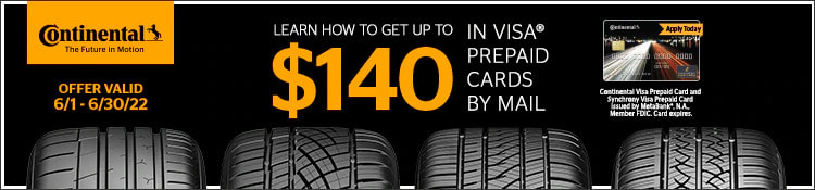Continental tire rebate for June 2022 with Tire Rack
