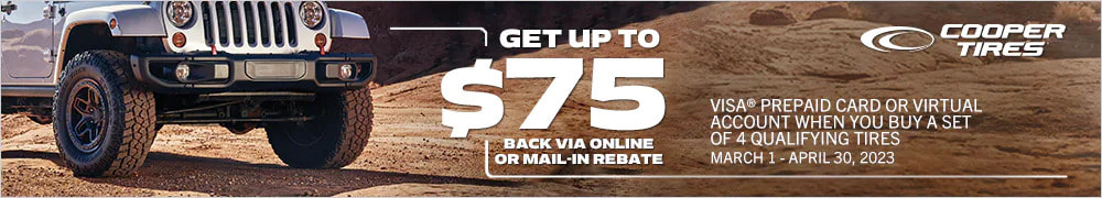 Cooper tire rebate for April 2023 with Tire Rack