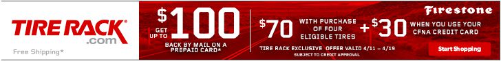 Firestone tire rebate for April 2021 with Tire Rack