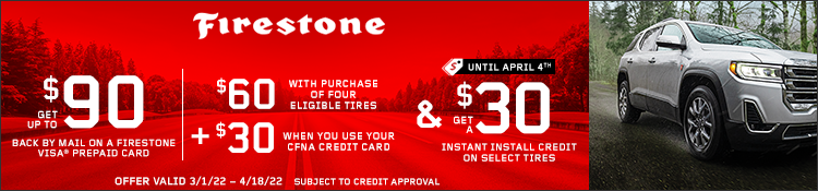 Firestone tire rebate for April 2022 with Tire Rack