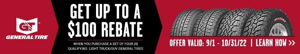 General tire rebate for October 2022 with Tire Rack