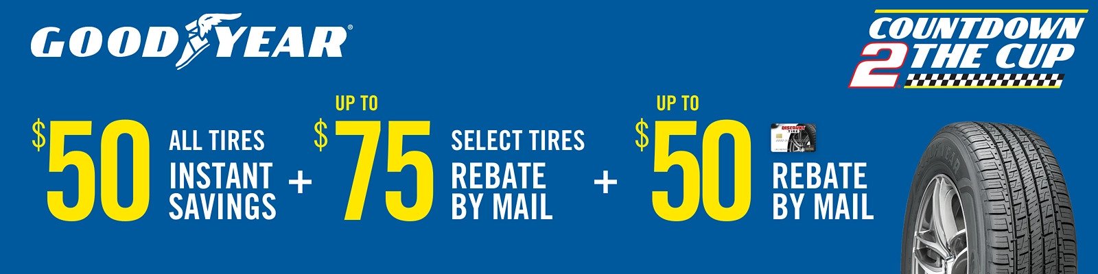 Goodyear tire discount and rebate for August 2021 with Discount Tire Direct