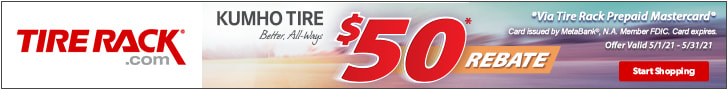 Kumho tire rebate for May 2021 with TireRack.com