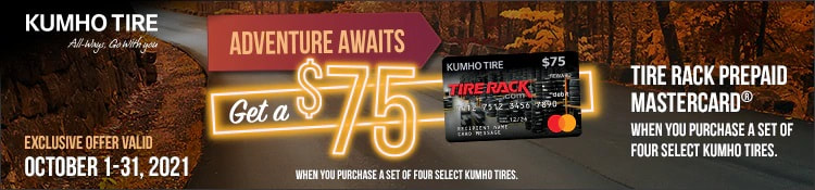 Kumho tire rebate for October 2021 with Tire Rack