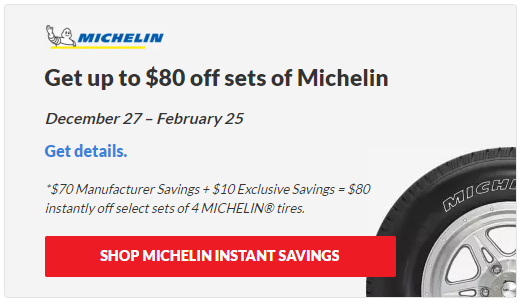 Michelin tire discount for February 2024 with Discount Tire Direct
