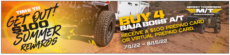 Mickey thompson tire rebate for August 2022 with Tire Rack