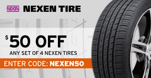 Nexen Tires coupon code for July 2018