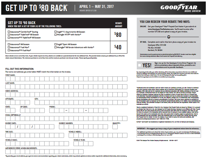 tire rebate form example