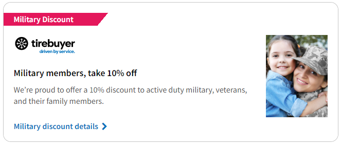 Tire discount for military, teachers, first responders, health care workers with TireBuyer.com
