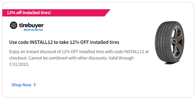TireBuyer.com online discount code for July 2023
