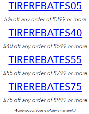 Tire coupon codes