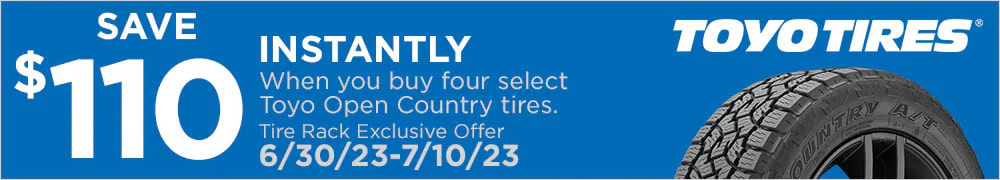 Toyo tire rebate for July 2023 with the Tire Rack