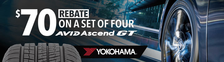 Yokohama Avid Ascend GT rebate with Discount Tire for August 2018