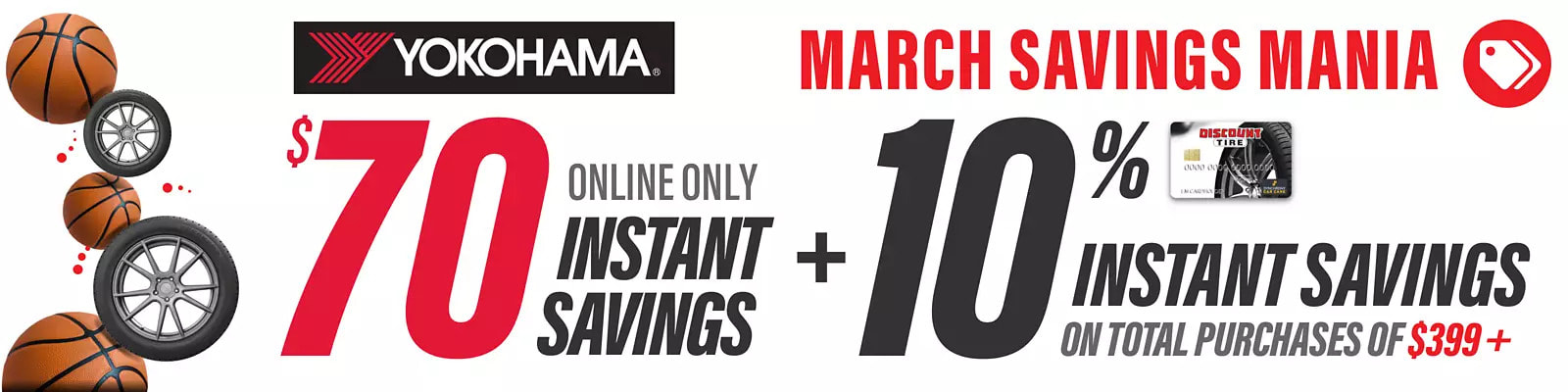 Yokohama tire discount for March 2022 with Discount Tire Direct